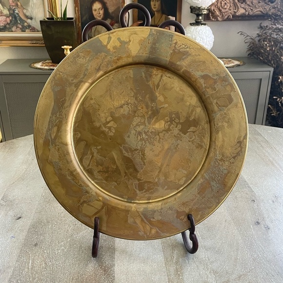 Martha Sturdy Spun brass Patina table charger or tray set of 4 - Picture 5 of 8